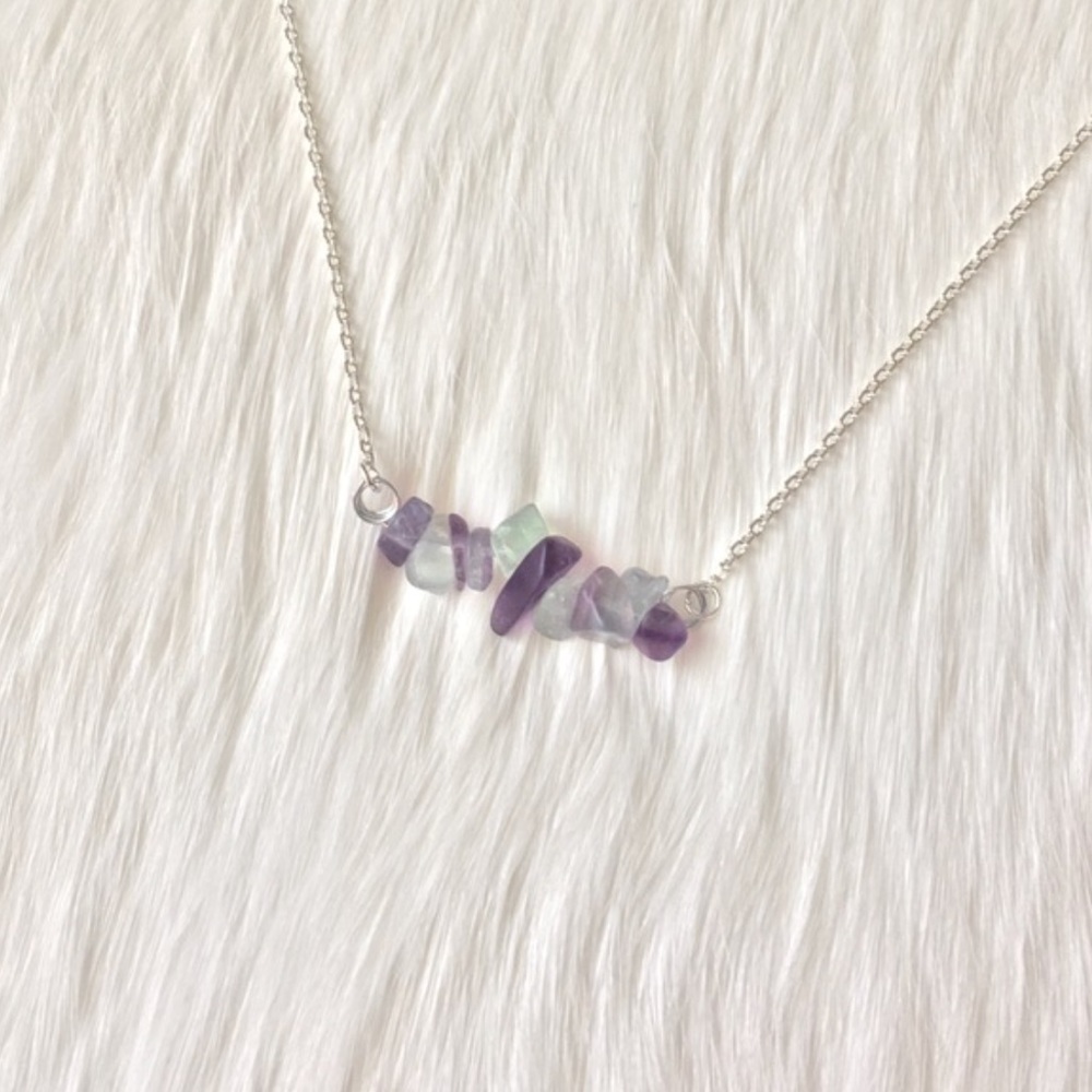 Rainbow Fluorite Bar in Silver